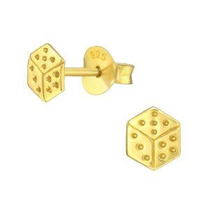 14k Gold Vermeil Tiny Stud Dice Earrings